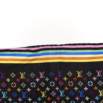 Louis Vuitton Silk Monogram Multicolor Square Scarf Black 4 of 6