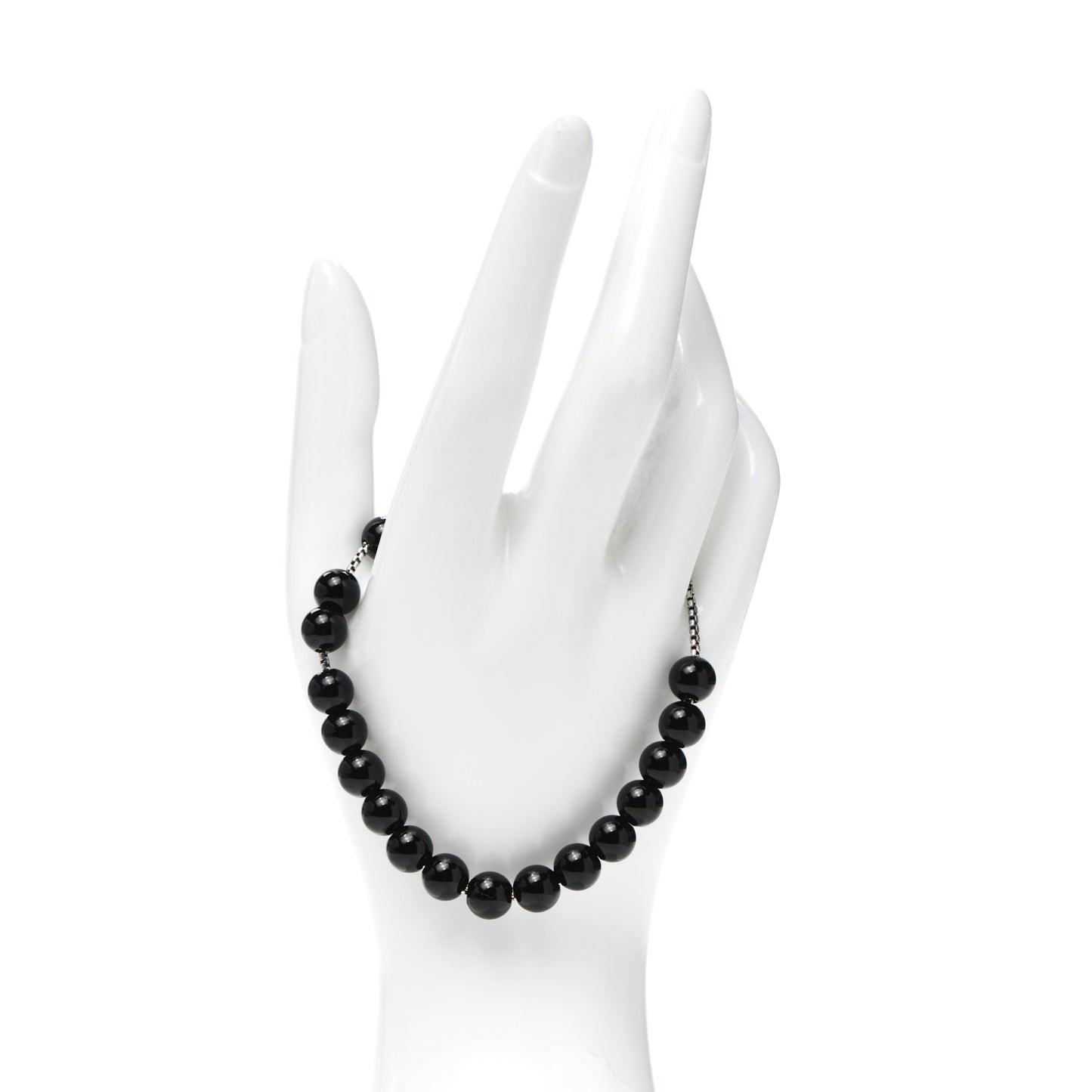 Sterling Silver Black Onyx 8mm Spiritual Beads Adjustable Bracelet