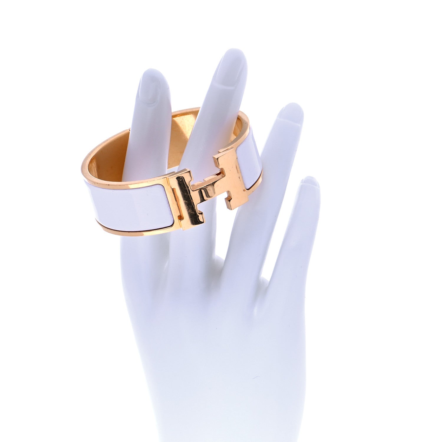 Hermes Enamel Wide Clic Clac H Bracelet PM White 2 of 6