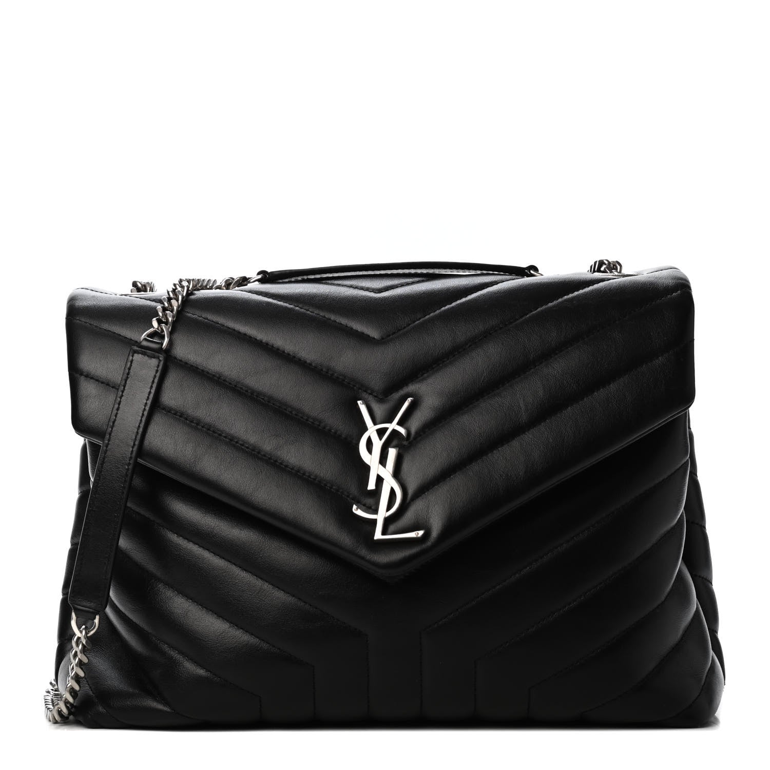 Saint Laurent Calfskin Y Quilted Monogram Medium Loulou Chain Satchel Black 1 of 4