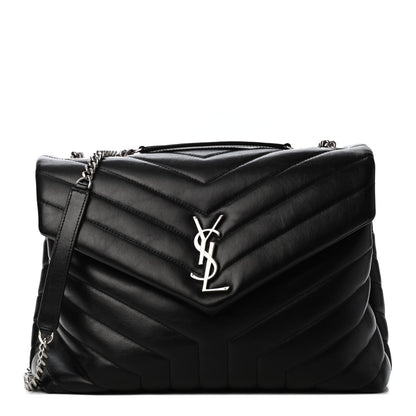 Saint Laurent Calfskin Y Quilted Monogram Medium Loulou Chain Satchel Black 1 of 4