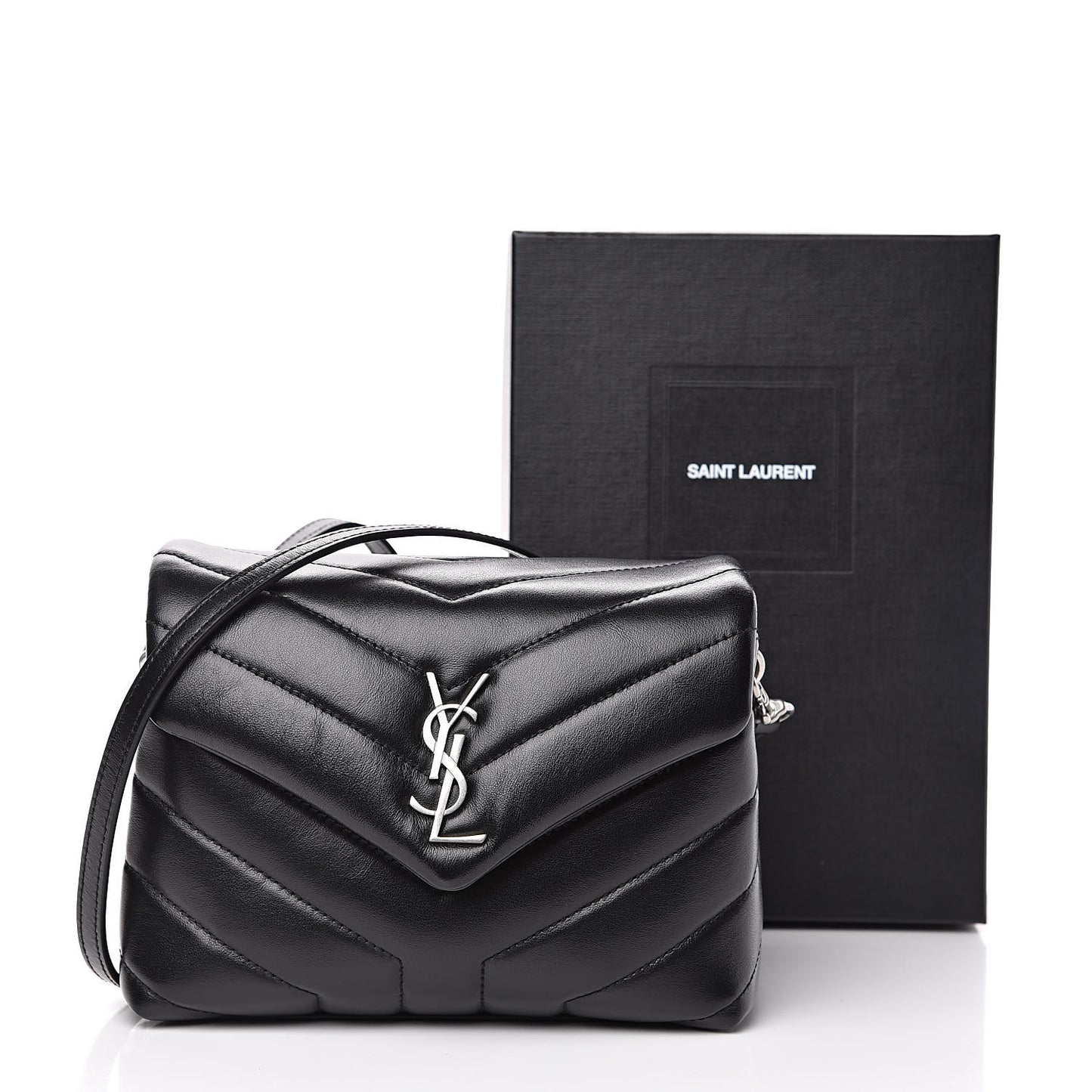 Calfskin Y Quilted Monogram Toy Loulou Crossbody Bag Black