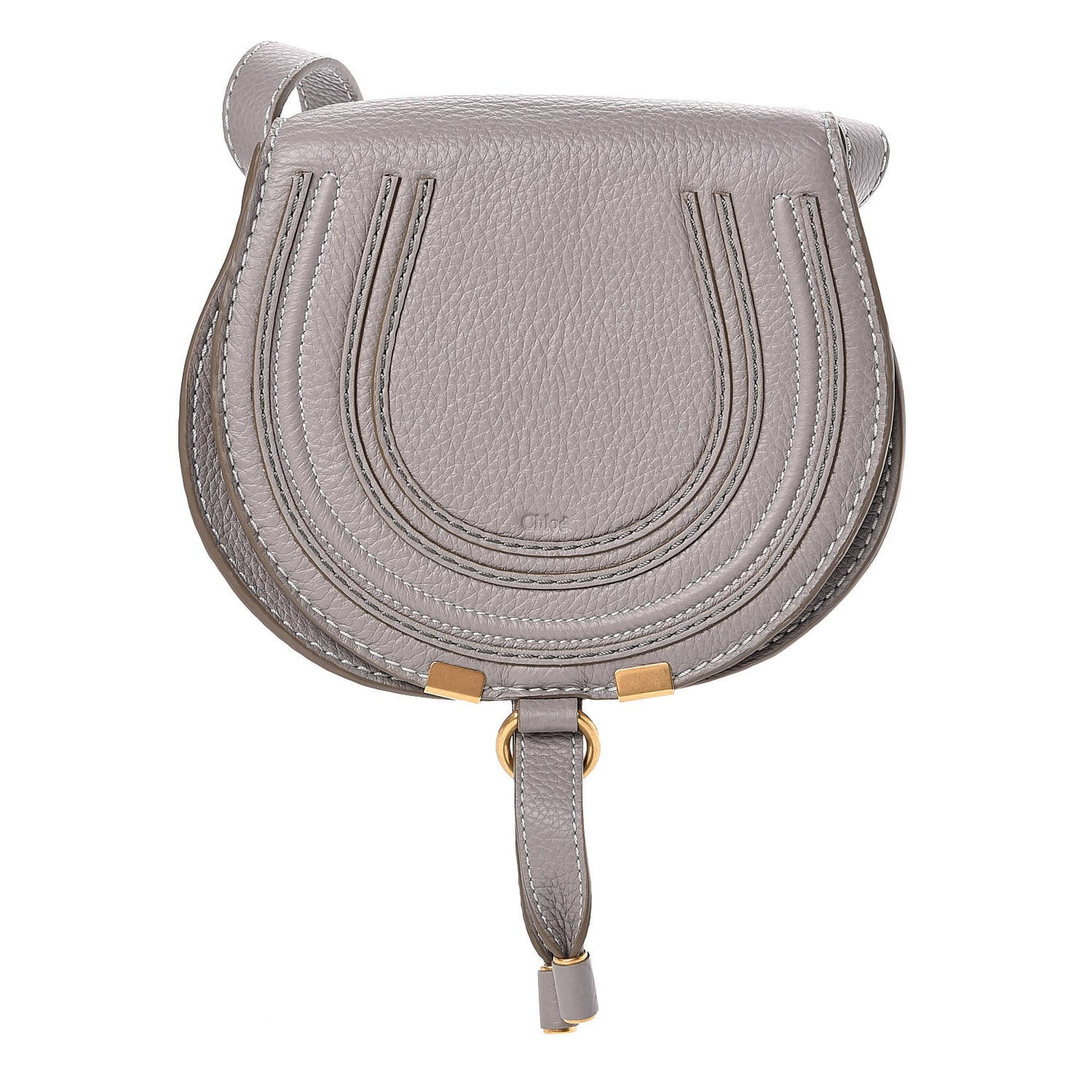 Calfskin Mini Marcie Round Crossbody Bag Cashmere Grey
