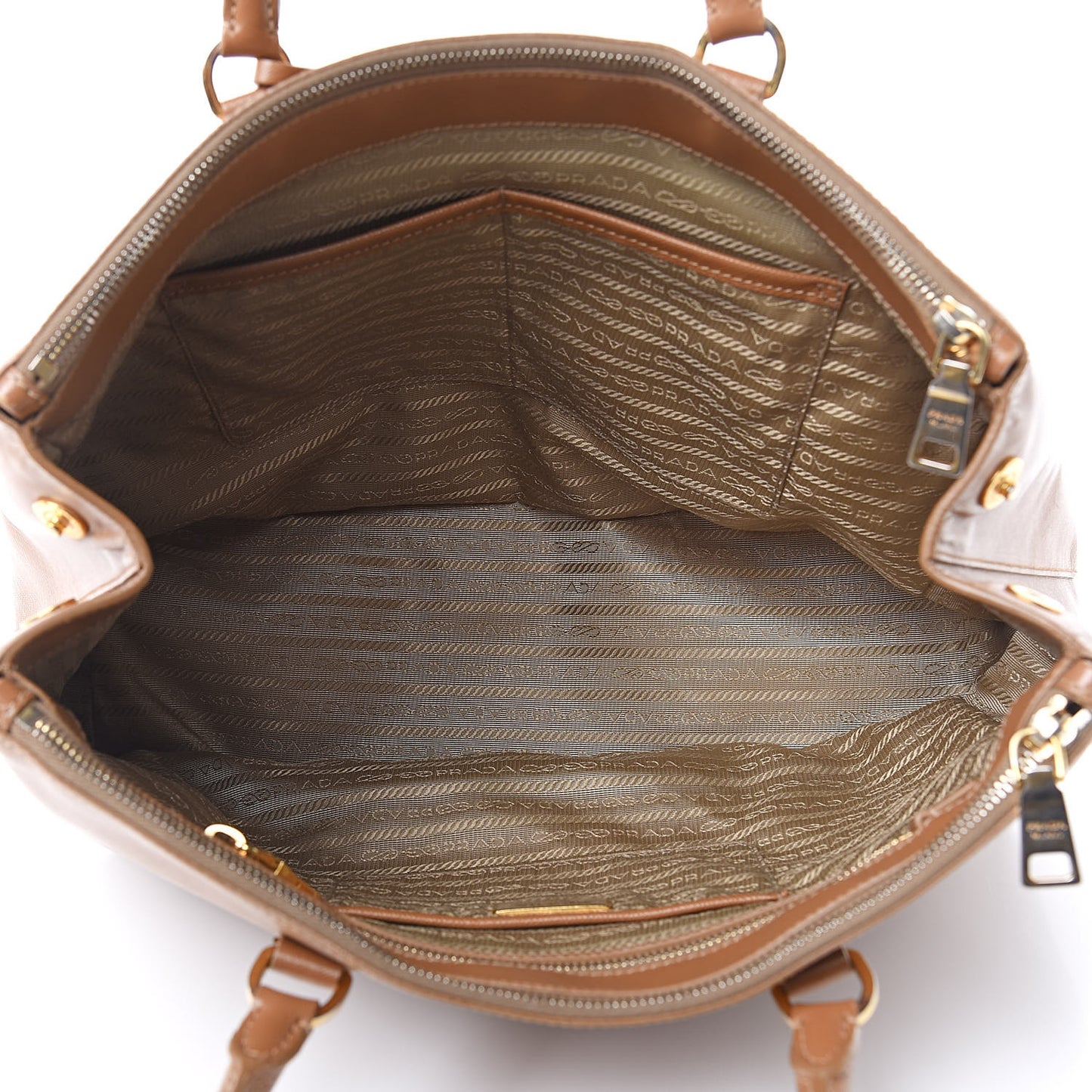 Saffiano Large Galleria Double Zip Tote Caramel