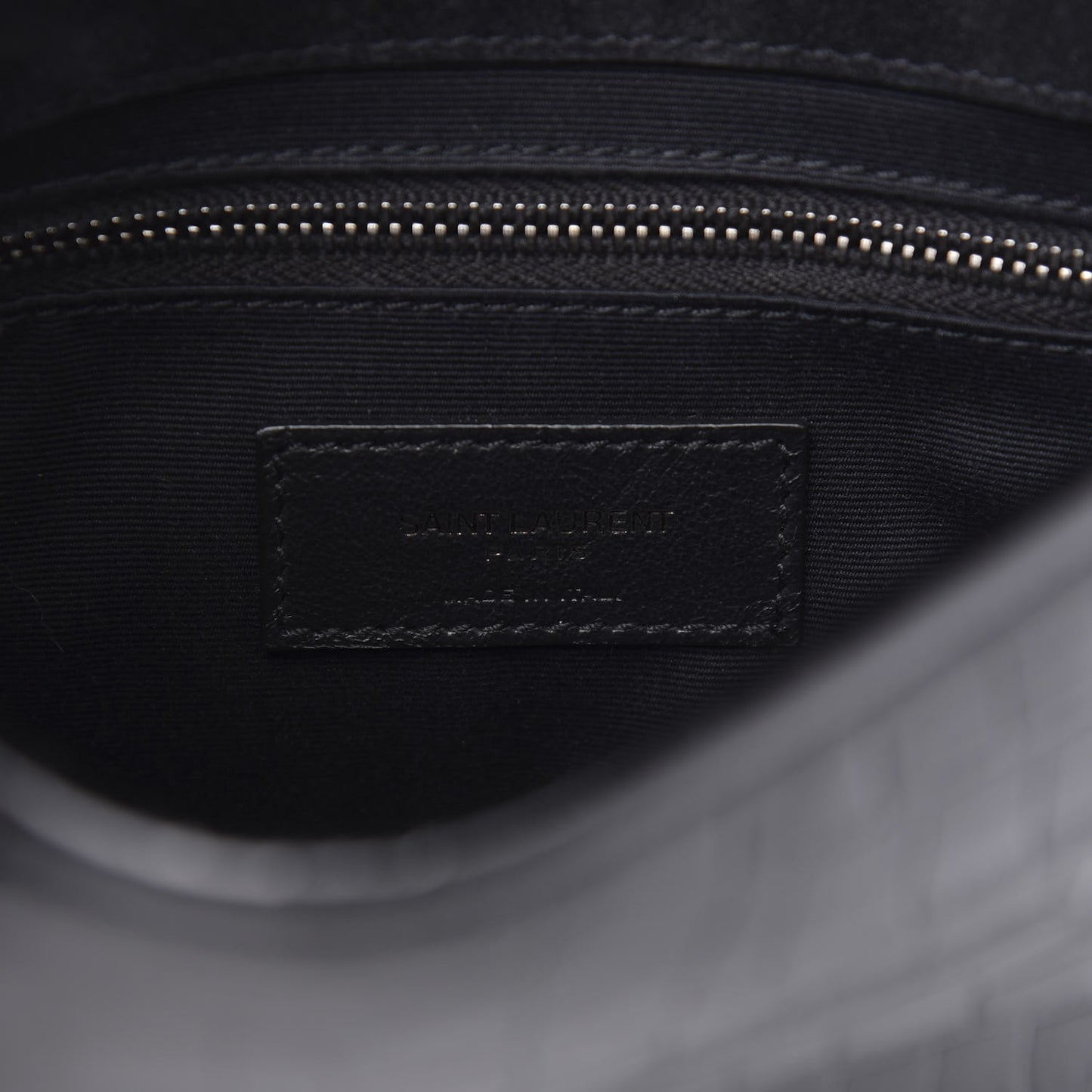 Crocodile Embossed Lambskin Matelasse Monogram Niki Chain Wallet Black