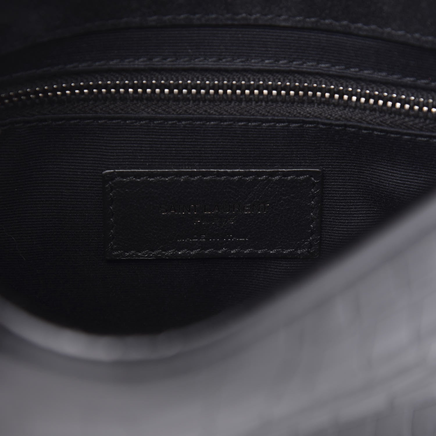 Saint Laurent Crocodile Embossed Lambskin Matelasse Monogram Niki Chain Wallet Black 6 of 9