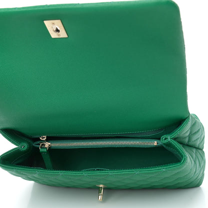 Chanel Caviar Quilted Small Coco Handle Flap Green 4 of 9