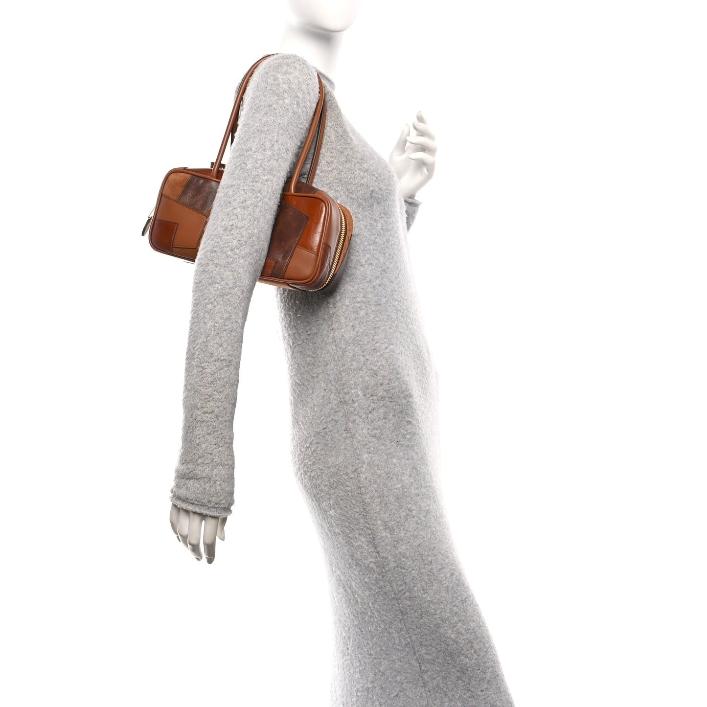 Nappa Patchwork Small Beau Top Handle Bag Cognac