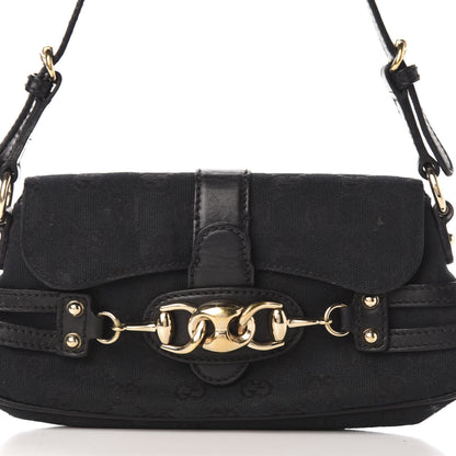 Gucci Monogram Horsebit Chain Flap Shoulder Bag Black 10 of 10
