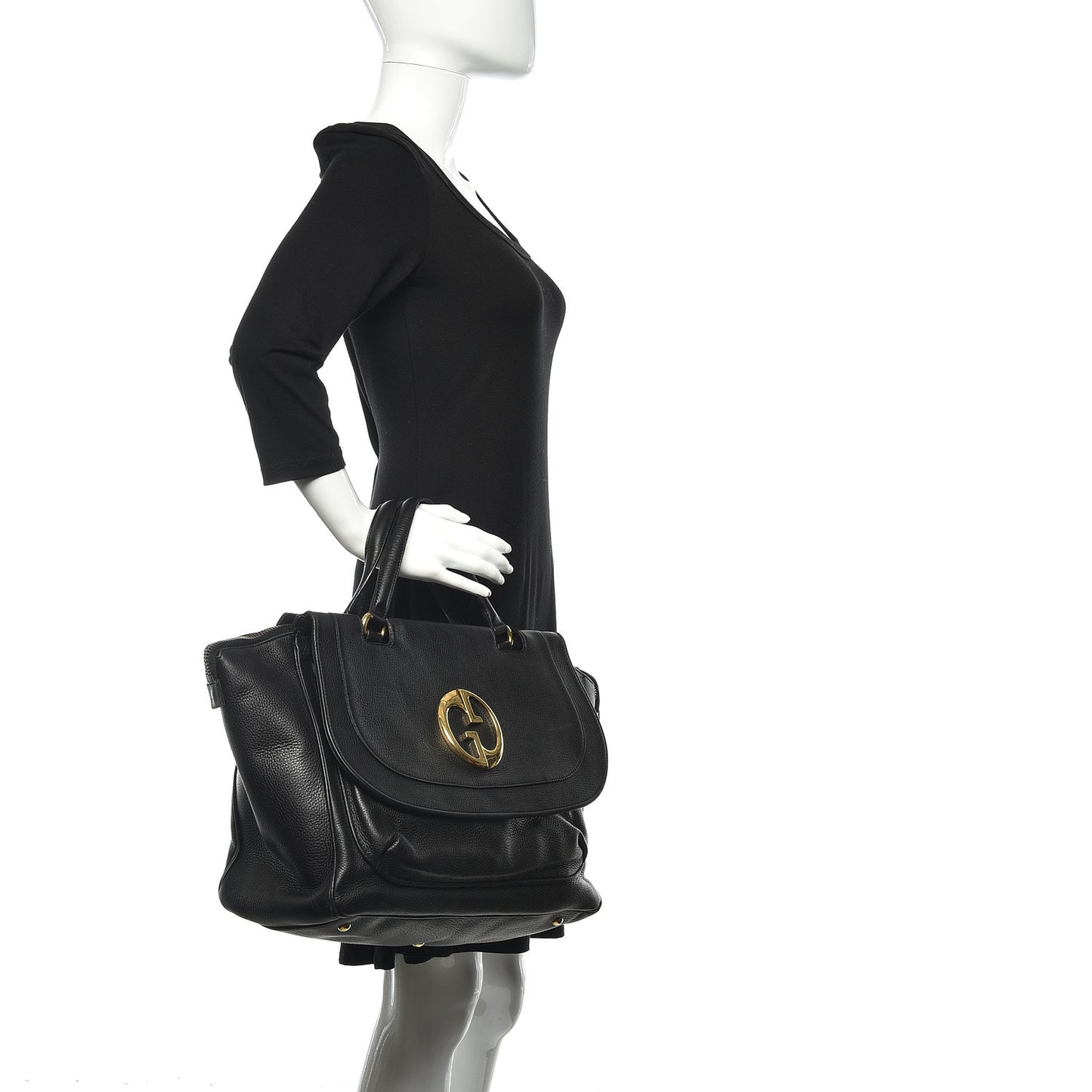 Pebbled Calfskin Medium 1973 Top Handle Satchel Black