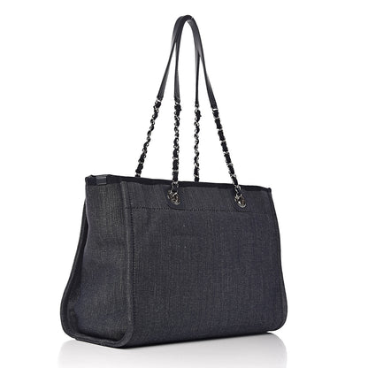 Chanel Denim Small Deauville Tote Dark Blue 3 of 10