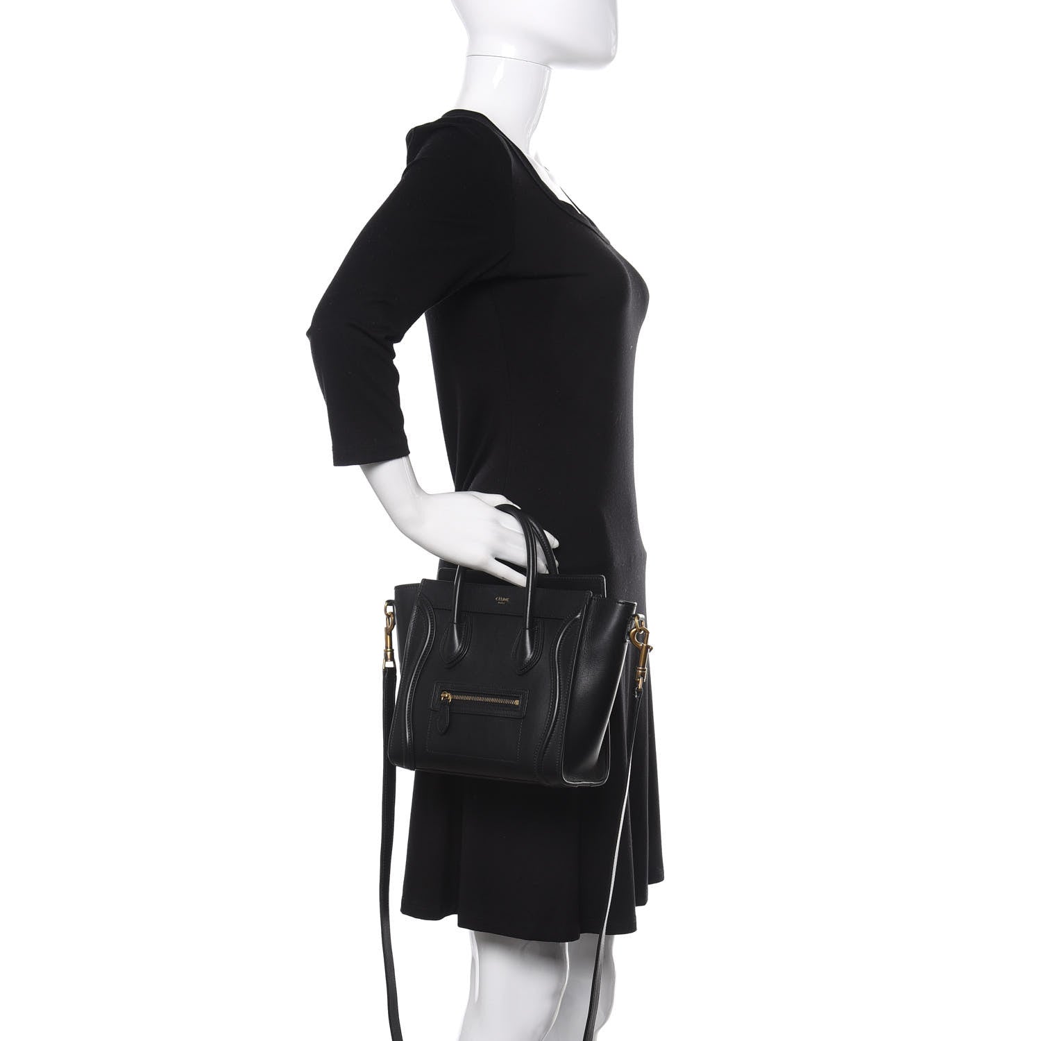 Celine Smooth Calfskin Nano Luggage Black 3 of 13