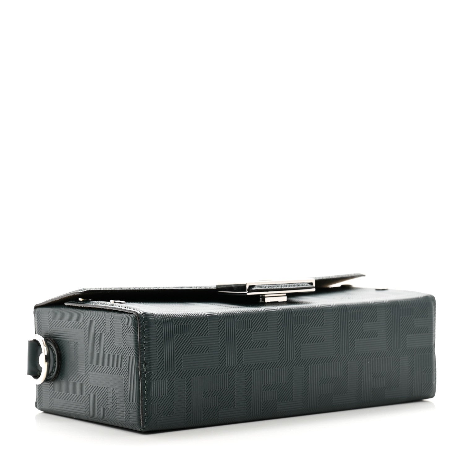 Fendi Vitello King FF Lines Embossed Baguette Soft Trunk Verde Inglese 4 of 10