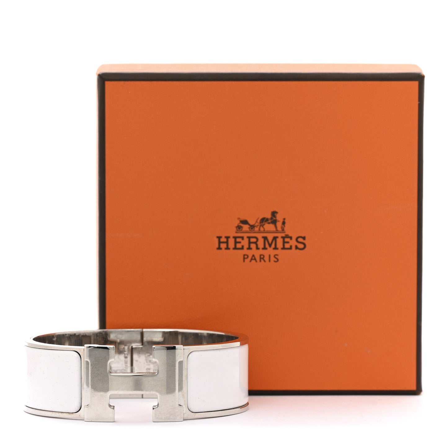 Enamel Wide Clic Clac H Bracelet PM White