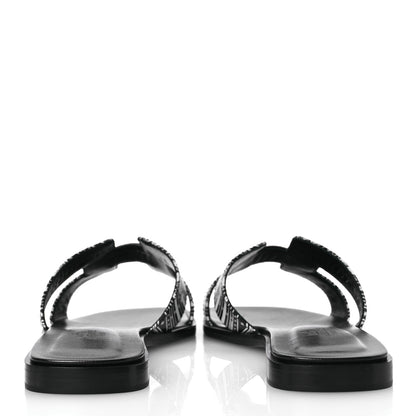 Hermes Calfskin Astrologie Bandana Oran Sandals 36.5 Black 6 of 13