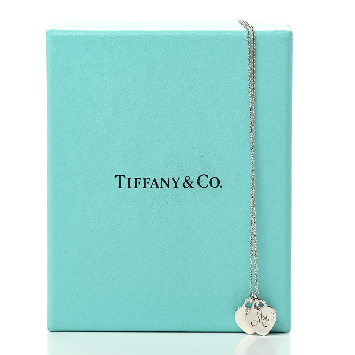Tiffany Sterling Silver Double Heart Tag Mom Pendant Necklace 6 of 6