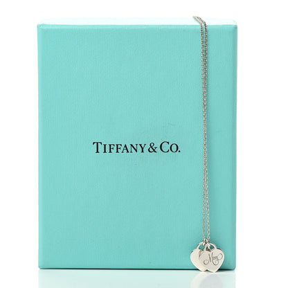Tiffany Sterling Silver Double Heart Tag Mom Pendant Necklace 6 of 6