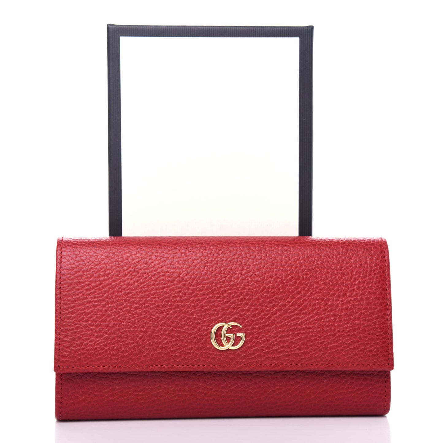 Dollar Calfskin GG Marmont Continental Wallet Hibiscus Red