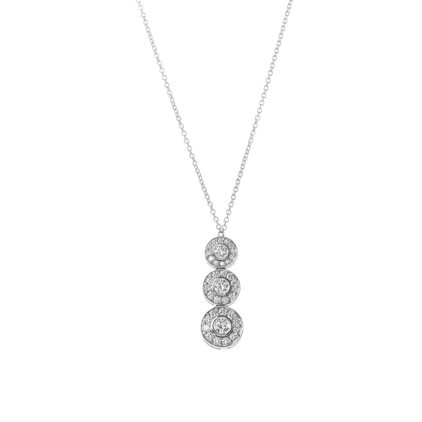 Platinum Diamond Triple Circlet Pendant Necklace