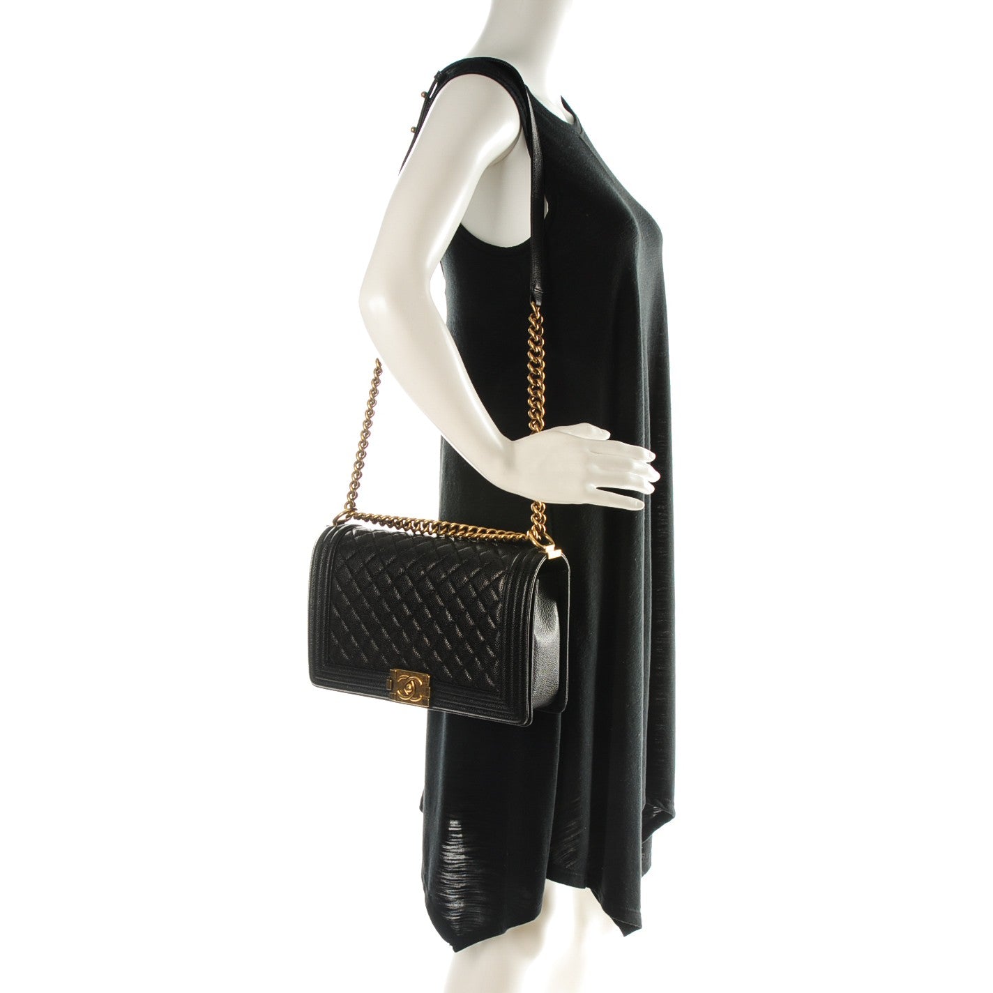 Caviar Quilted New Medium Boy Flap Black