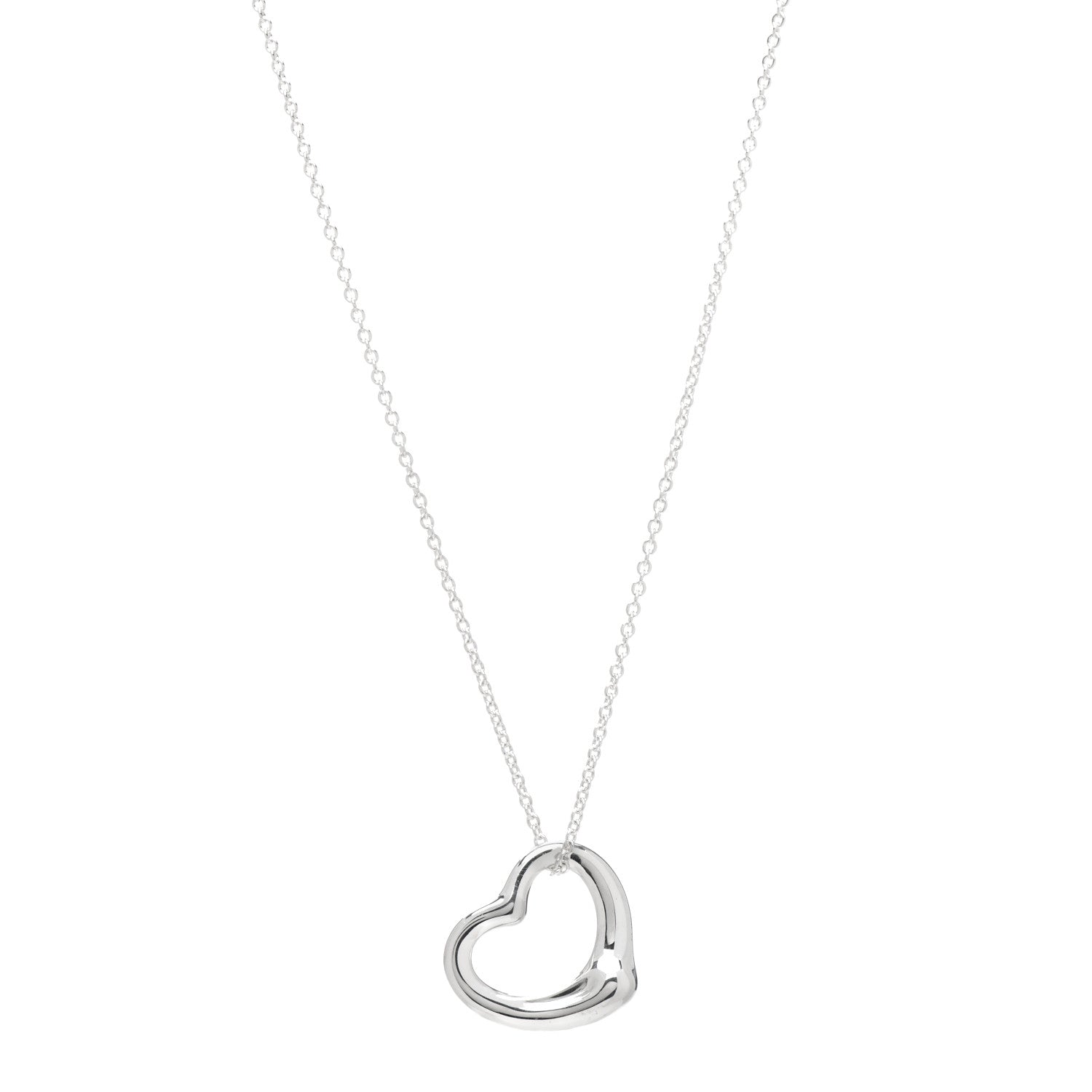 Tiffany Sterling Silver 22mm Elsa Peretti Open Heart Pendant Necklace 1 of 4