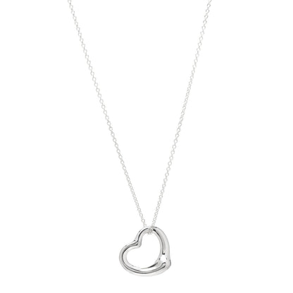 Tiffany Sterling Silver 22mm Elsa Peretti Open Heart Pendant Necklace 1 of 4
