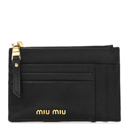 Miu Miu Madras Zip Card Case Black 1 of 8