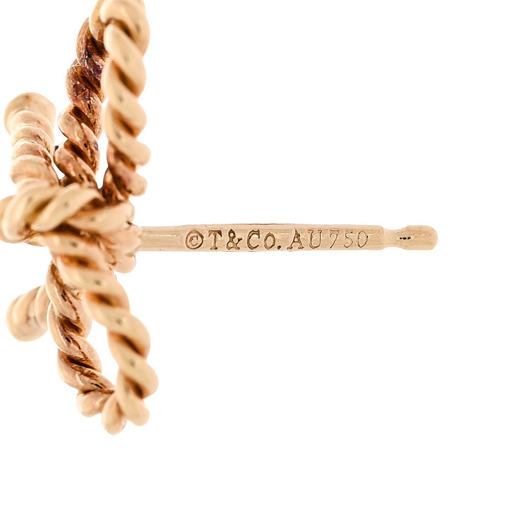 18K Yellow Gold Twist Bow Earrings