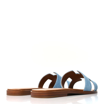Hermes Denim Canvas Oran Sandals 38.5 Bleu Clair 4 of 9