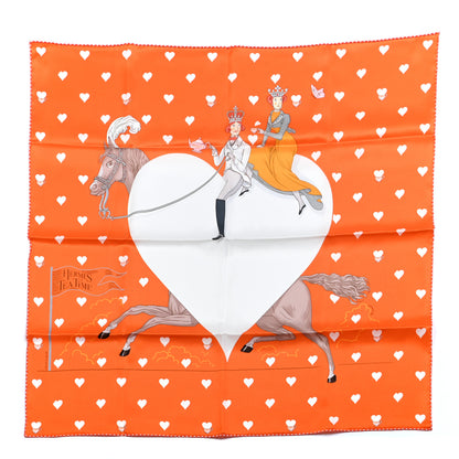 Hermes Silk Tea Time Scarf 70 Orange Gris White 1 of 6