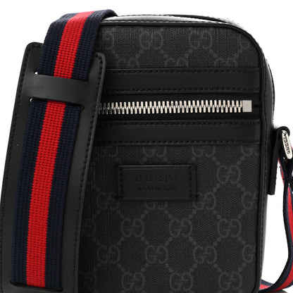 Gucci GG Supreme Monogram Appia Calfskin Web Small Camera Messenger Bag Black Grey 8 of 11