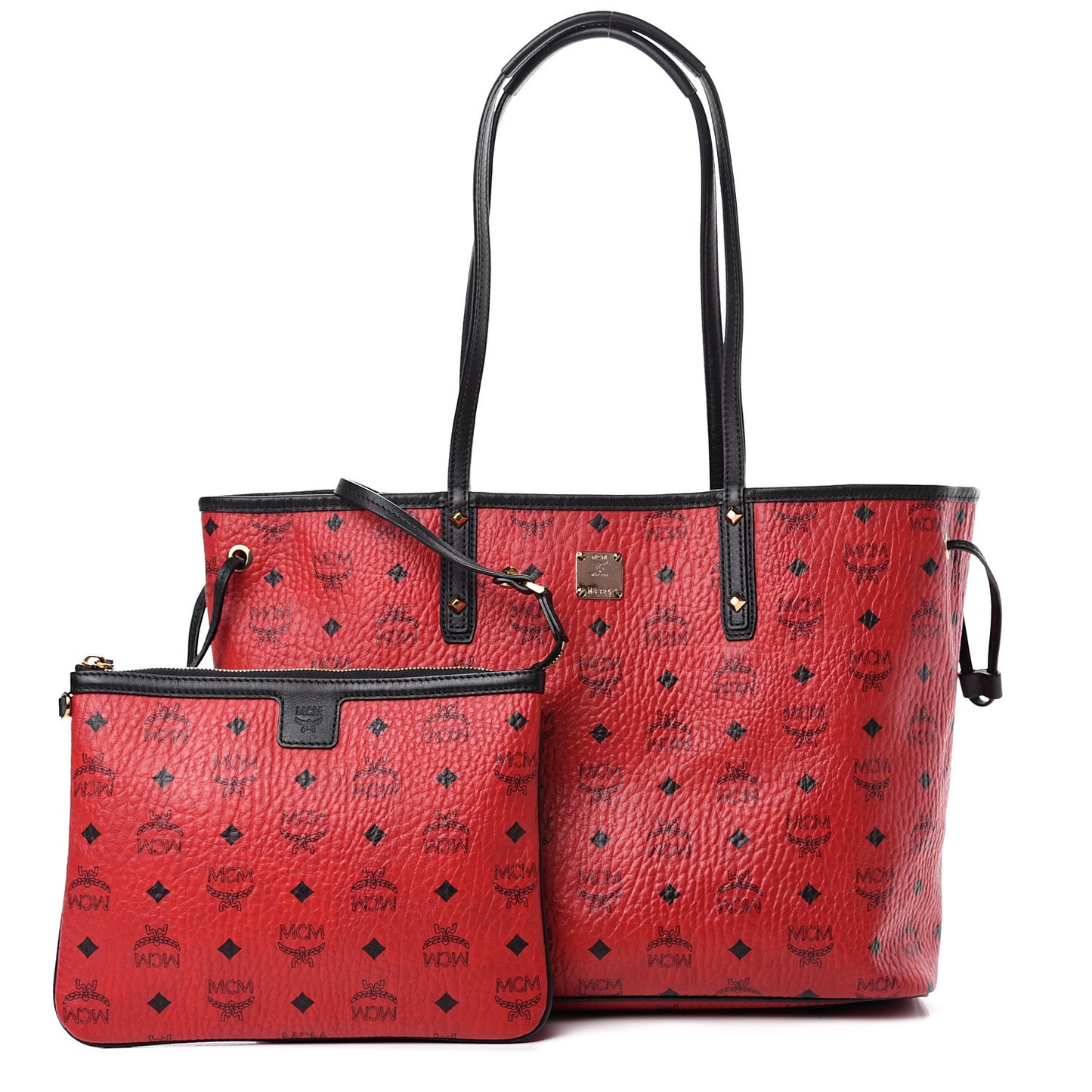Visetos Medium Project Reversible Shopper Tote Ruby Red Black