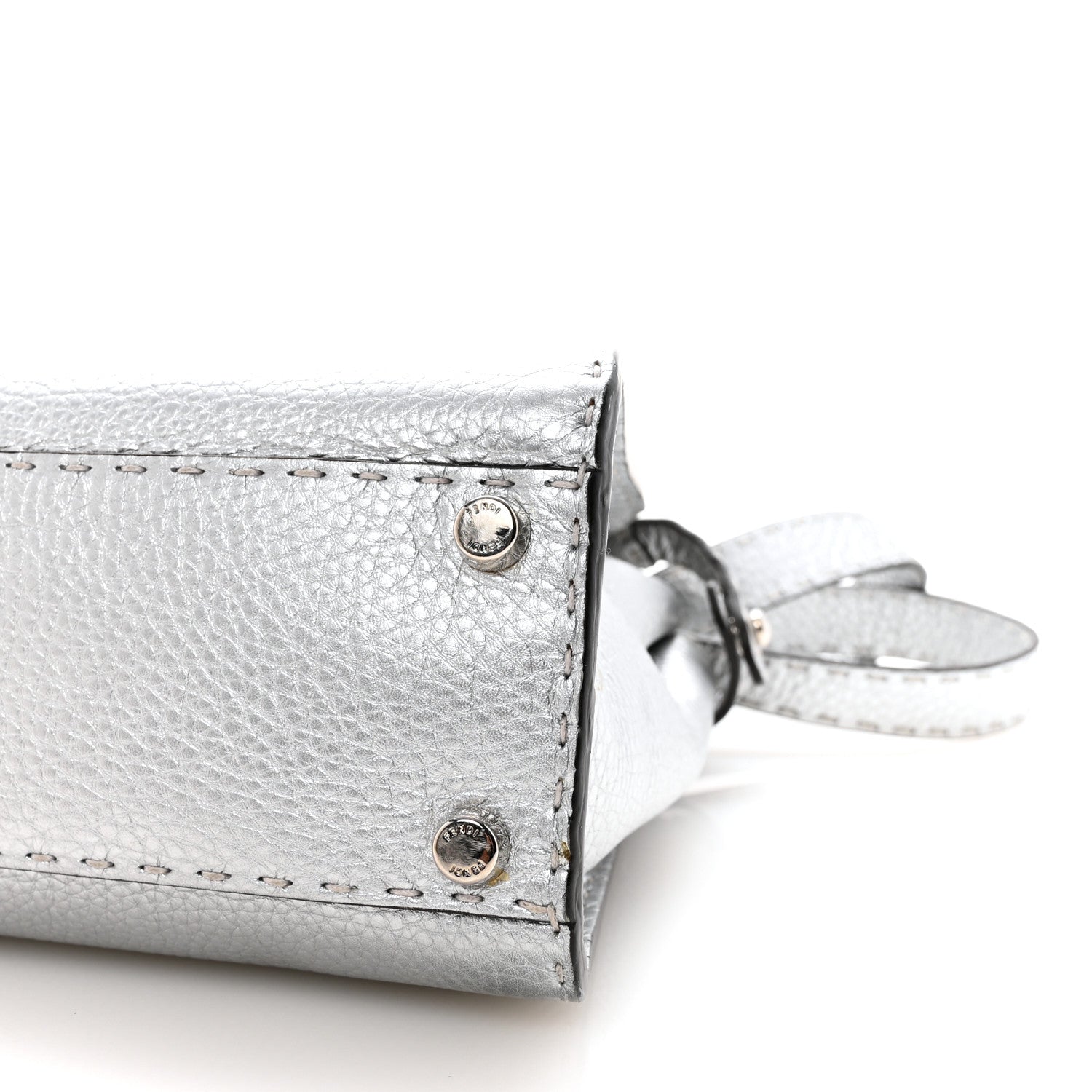 Fendi Cuoio Romano Lux Selleria Medium Peekaboo Iconic Satchel Argento 9 of 9
