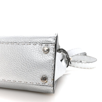 Fendi Cuoio Romano Lux Selleria Medium Peekaboo Iconic Satchel Argento 9 of 9