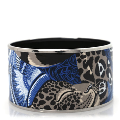 Hermes Enamel Printed Jaguar Quetzal Extra Wide Bracelet 65 Mediterannee 3 of 6