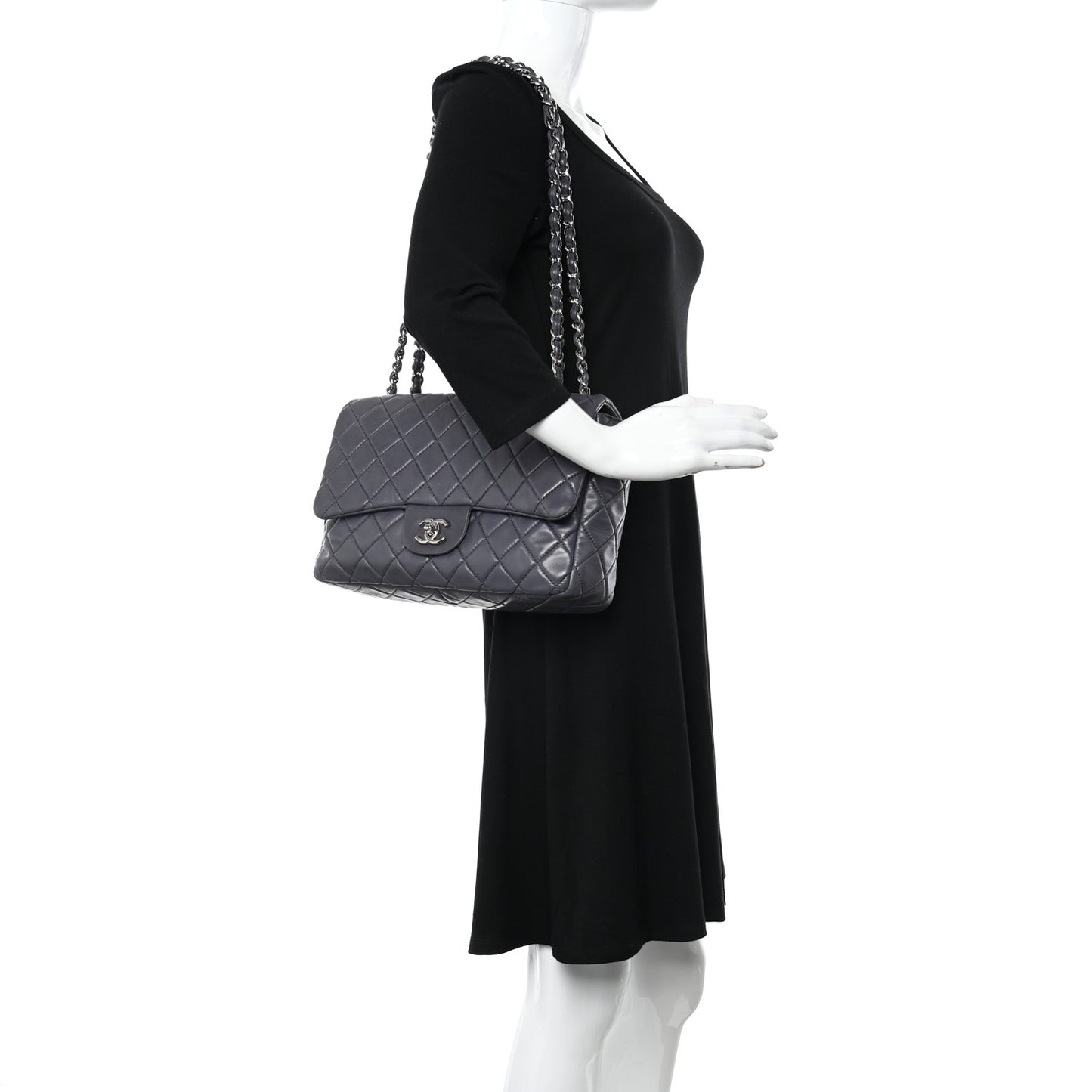 Lambskin Quilted Jumbo Single Flap Anthracite