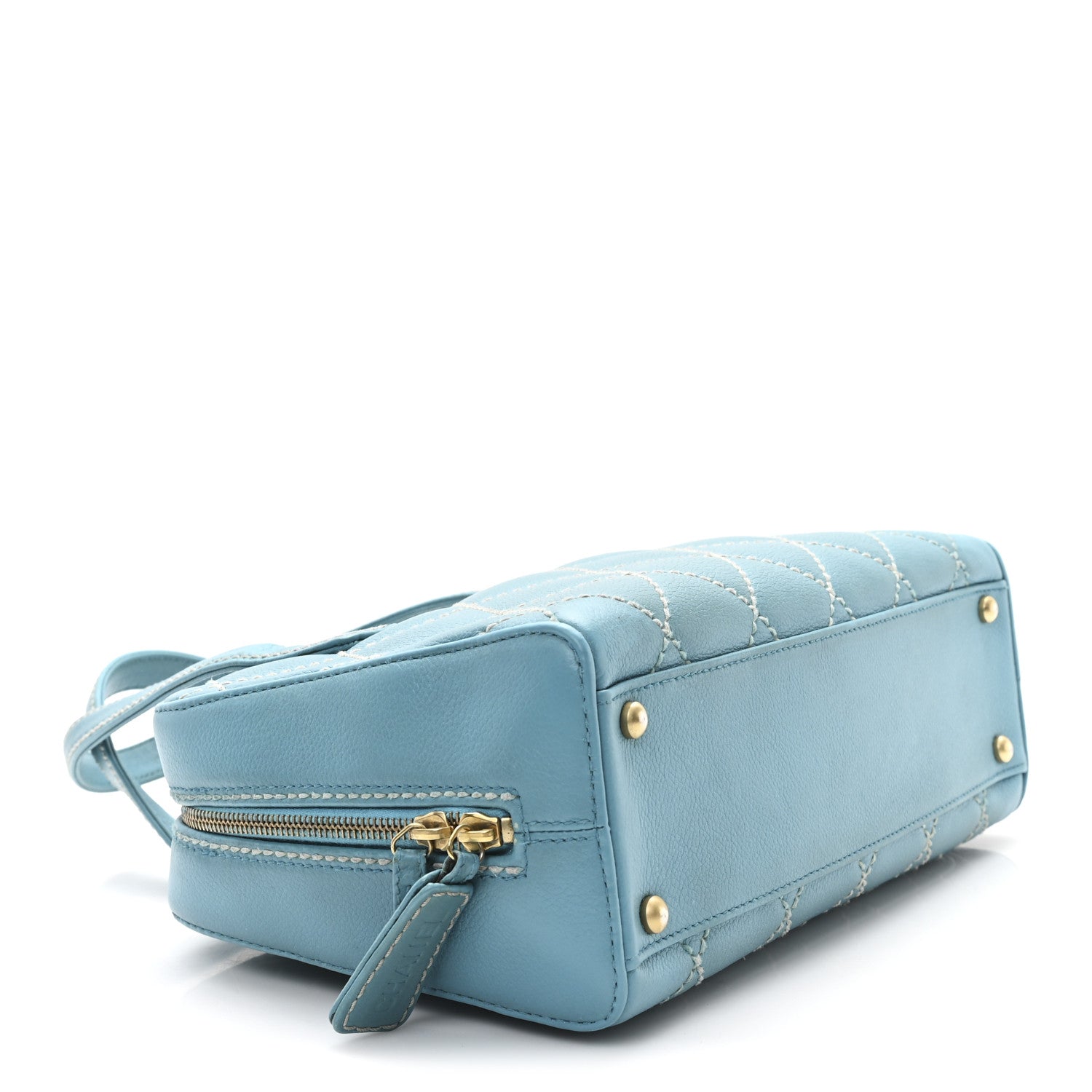 Chanel Calfskin Wild Stitch Top Handle Bag Turquoise 1750603