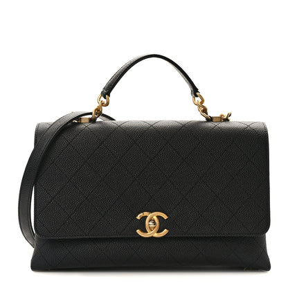 Chanel Grained Calfskin Stitched Flap Black 1 of 13