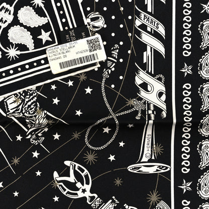 Hermes Silk Chorus Stellarum Bandana Scarf 55 Black White 3 of 3