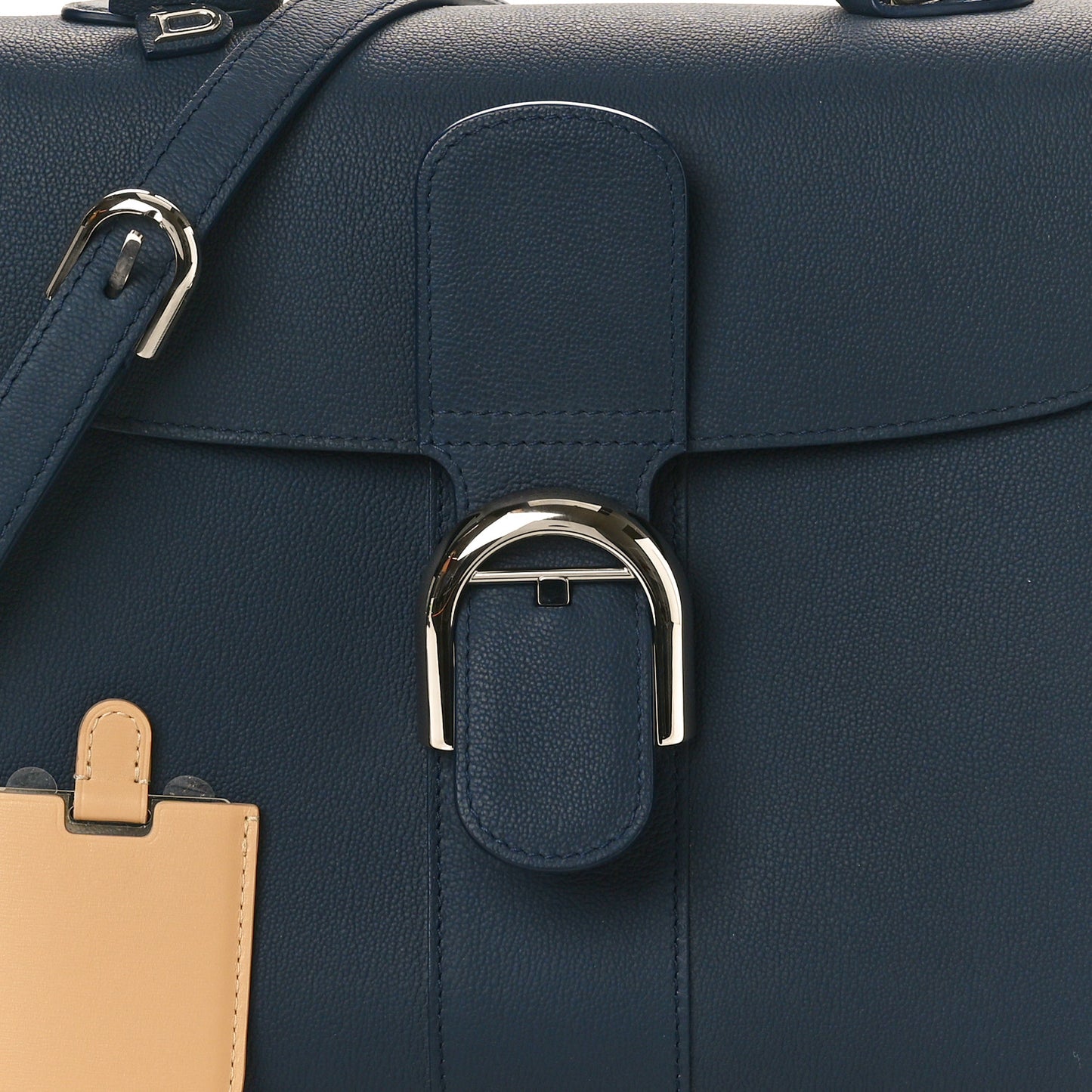 Grained Calfskin MM Brillant Satchel Navy
