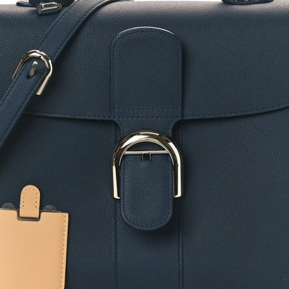 Delvaux Grained Calfskin MM Brillant Satchel Navy 9 of 11