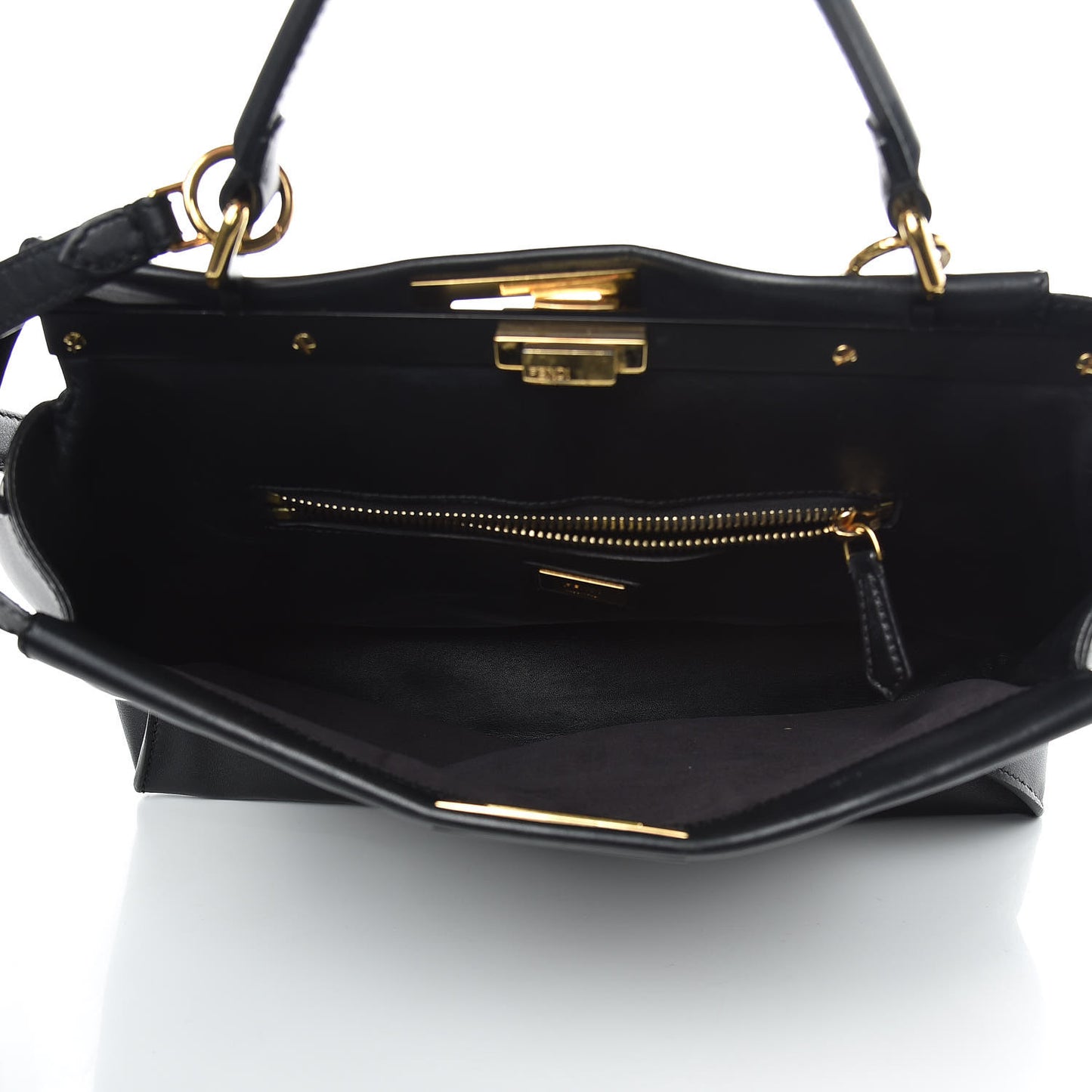Vitello Seta Shiny Nappa Large Peekaboo Iconic Satchel Black