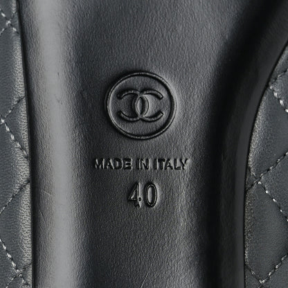 Chanel Lambskin Quilted Cap Toe Ballerina Flats 40 Charcoal Black 6 of 12