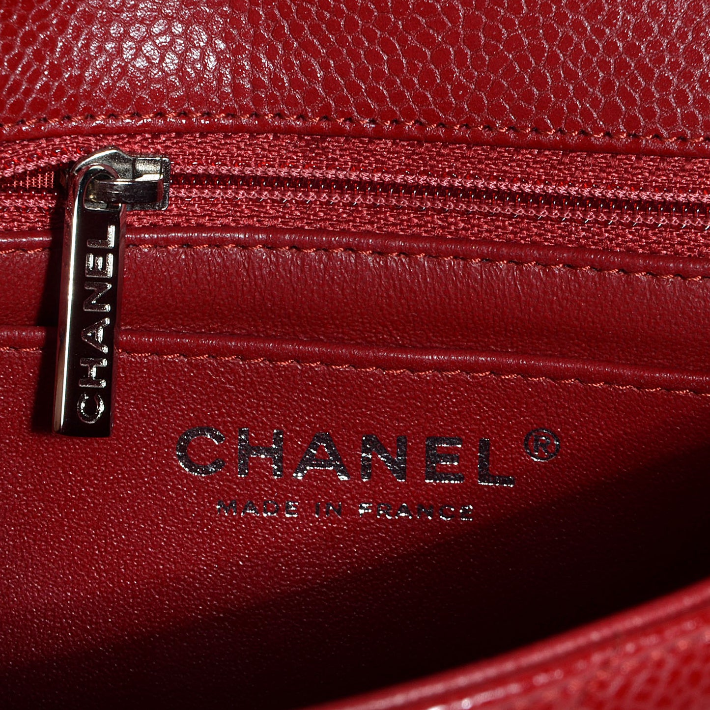 Caviar Quilted Mini Square Flap Dark Red