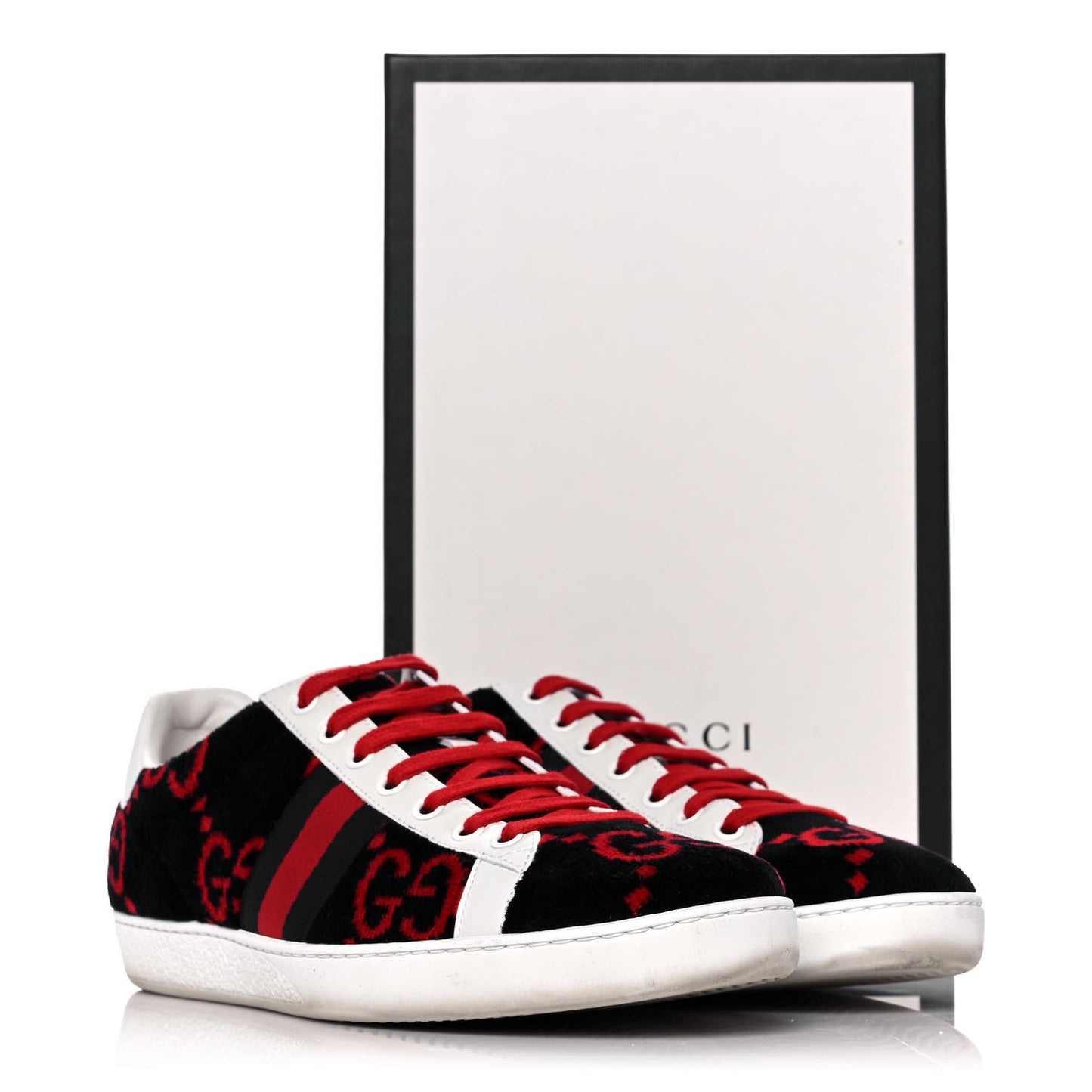 Terry Cloth GG Monogram Womens Ace Sneakers 39.5 Blue Red