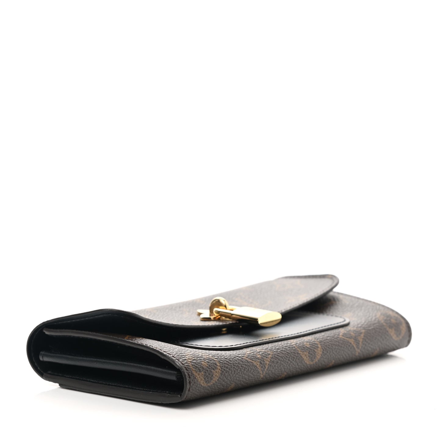 Monogram Flower Lock Long Wallet Black