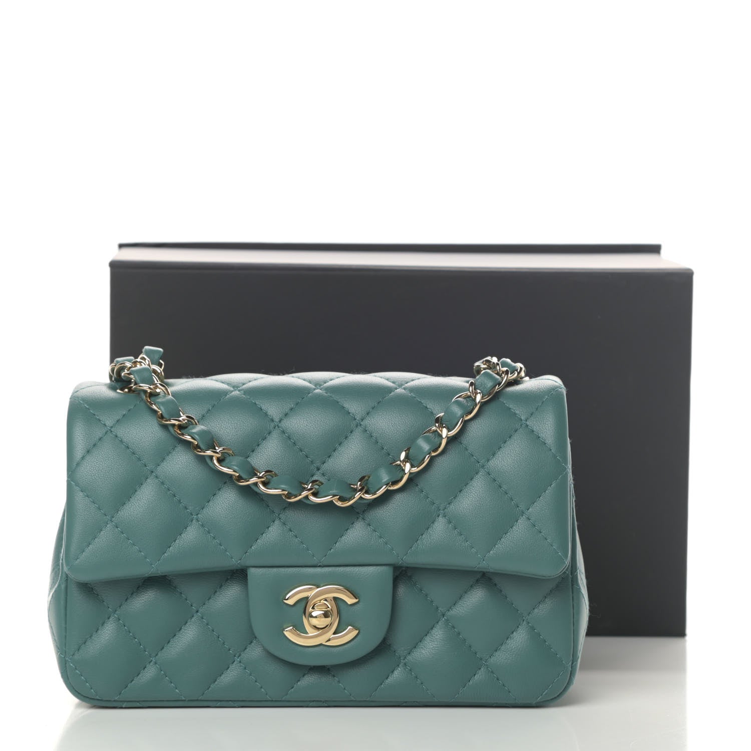 Chanel Lambskin Quilted Mini Rectangular Flap Green 11 of 11