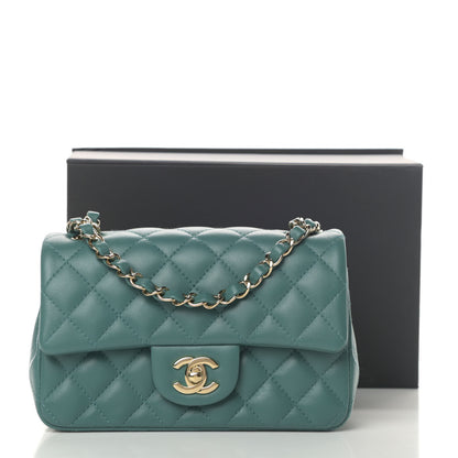 Chanel Lambskin Quilted Mini Rectangular Flap Green 11 of 11
