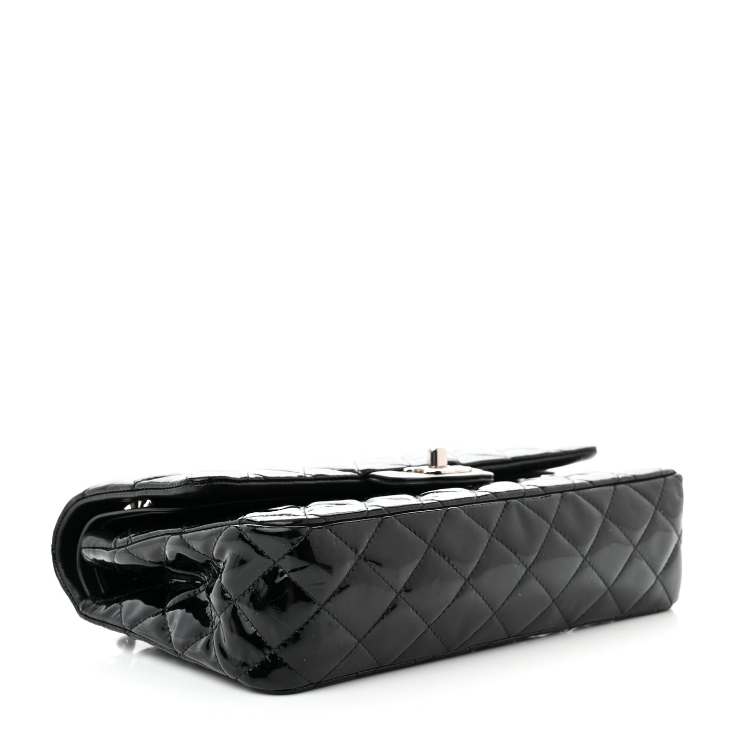Patent Quilted Medium Double Flap Black