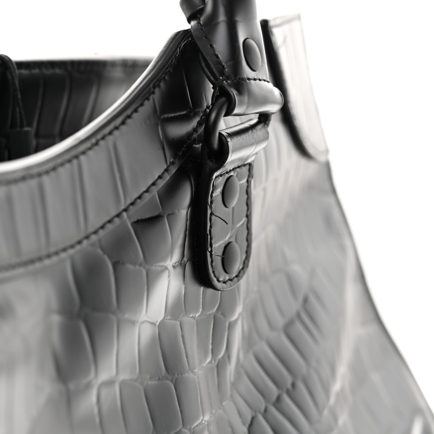 Balenciaga Semi Matte Calfskin Crocodile Embossed Neo Classic Black Hardware Large Top Handle Bag Black 13 of 14